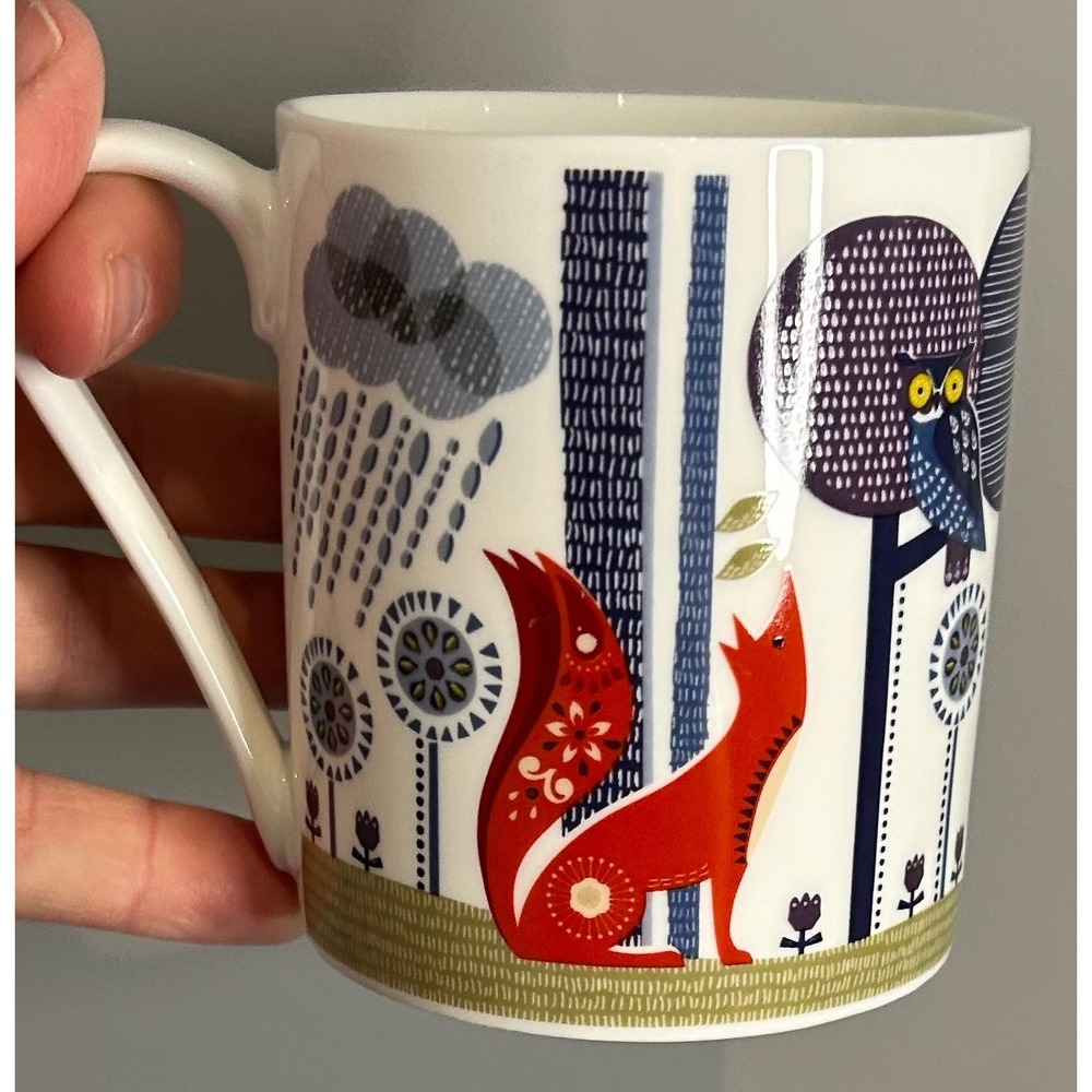 Wild & Wolf Folklore Mug Fox Owl Woodland Scandi Folk Art Ceramic BN1418